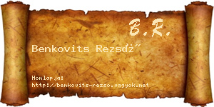 Benkovits Rezső névjegykártya